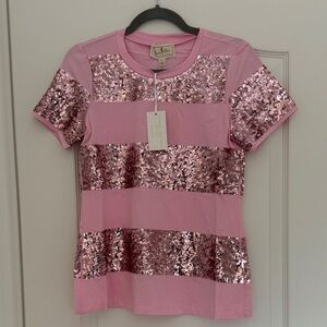 Pink Sequin Short Sleeve Tee